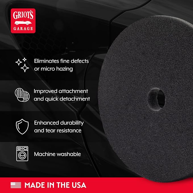 Griot's Garage BOSS 6.5" Fast Correcting Foam Pads for Car Polishing and Detailing, Buffing Pads for Moderate to Severe Scratch Removal, Set of 2