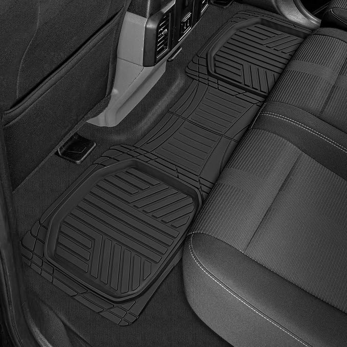 Motor Trend FlexToughXL Floor Mats for Cars Full Set, All-Weather Rubber Automotive Floor Mats, Waterproof Heavy Duty Car Mats, Flexible Floor Liners for Car Truck Van SUV, Car Floor Mats (Black)