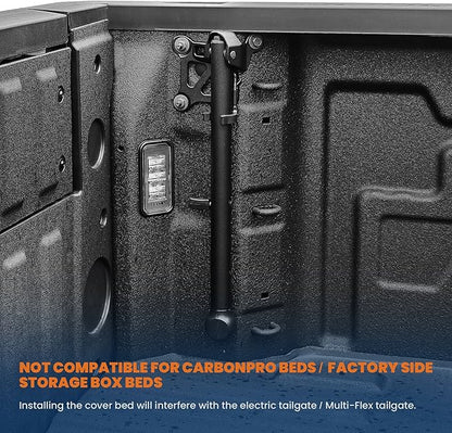 6.5FT Quad Fold Hard Truck Bed Tonneau Cover Compatible with 2014-25 Tundra | Toyota Tundra Fleetside Fiberglass Truck Bed Tonneau Cover Combination of Fiberglass and PP Honeycomb Design (78in)