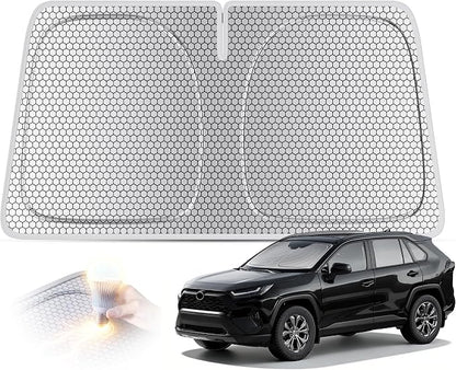 helloleiboo Graphene Car Windshield Sun Shade Car Sun Shade for Windshield with Heat Absorption Coating Foldable Design with UV Protection to Keep Your Car Interior Cooler Silver (Medium-59 × 30 in)