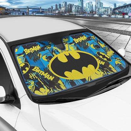 BDK Classic Batman Front Windshield Auto Shade, Accordion Folding Auto Sunshade for Car Truck SUV-Blocks UV Rays Sun Visor Protector, Keeps Your Vehicle Cool-58 x 27 Inch