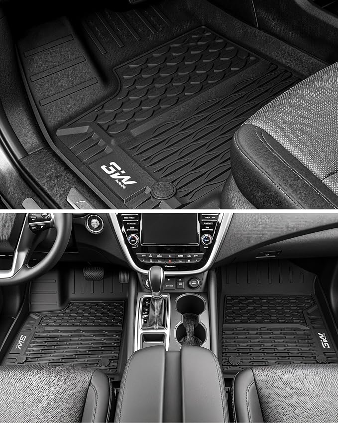3W Floor Mats & Cargo Liner Fit Nissan Murano 2025 2026, All Weather TPE Non-Slip Custom Fit Floor Liners Set for Murano, Heavy Duty Automotive Protection Full Set Car Mats & Trunk Mat, Black