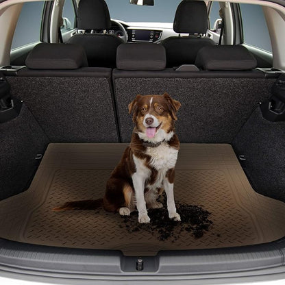 FH Group Trimmable Non-Slip Rubber Floor Mats 3 Row Set - Universal Fit for Cars Trucks and SUVs (Beige) F11305 + F16400