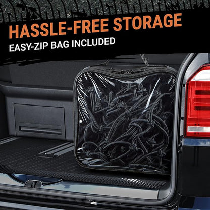 Cargo Net for Roof Rack - 22 x 38 Inch, Heavy-Duty, Mesh Square Bungee Netting with 12 Black Clips and Storage Bag - Holds Small and Large Loads