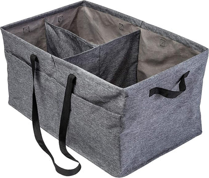 Honey-Can-Do Heavy Duty Large Collapsible Trunk Organizer with 3 Dividers, Exterior Pockets & Carrying Handles | Cargo Storage Bin for SUV, Truck, Groceries & Tools