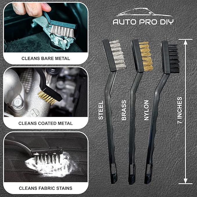 11 Piece Car Detailing Kit Set - Car Wheels, Exterior, Interior Cleaning Detail Supplies - Boars Hair, Stainless Steel Wire, Duster Brushes