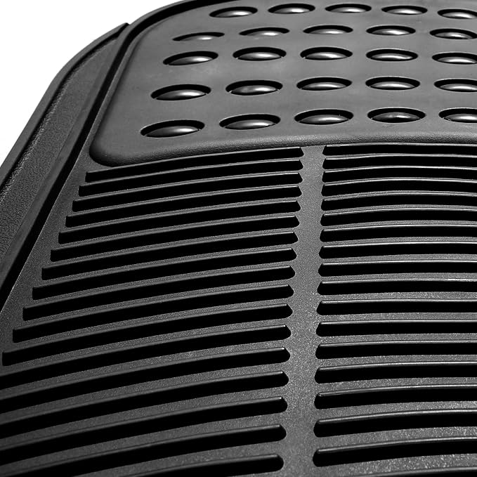 FH Group Automotive Floor Mats - Heavy-Duty Rubber, Universal Fit Full Set, Climaproof, Trimmable for Most Cars, Sedan, SUV, Truck, Black (Pack of 2)