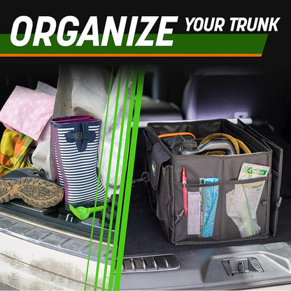 DRIVE - Car Trunk Organizer - Collapsible, Multi-Compartment Automotive SUV Car Organizer for Storage w/Adjustable Straps - Truck & Car Accessories for Women and Men - Black