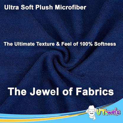 Cleaning Washcloth Towels - Large 27" x 16" Microfiber Rags - Highly Absorbent, Lint Free Streak Free for House, Kitchen, Car, Window Detailing Reusable Shop Towels (6-Pack, Navy Blue)