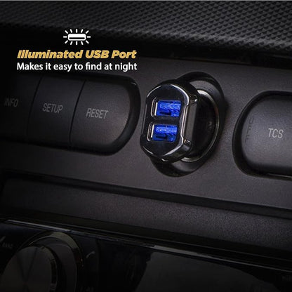 Scosche USBC242M Revolt Universal Cigarette Lighter Multi Device Compact Dual Port USB Car Charger, Fast Charge Two Devices Simultaneously, Black (Pack of 4)