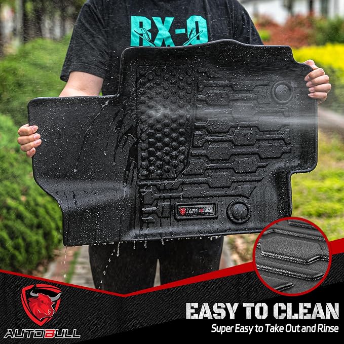 Floor Mats Compatible with 2013-2018 Ram 1500 (19-24 Classic Body only) Crew Cab; 2010-2018 Ram 2500/3500 Crew Cab, All Weather TPE Floor Liners, Custom Fit Car mats, 1st & 2nd Row, Black
