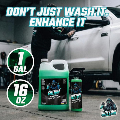 Gottom Detail Spray - Quick & Easy Waterless Detailer - 16 oz - Streak-Free Shine, Removes Prints & Smudges, Clay Bar Lubricant, Wax Support, Safe for Paint, Glass, Trim - Scented with Turbo Tiki