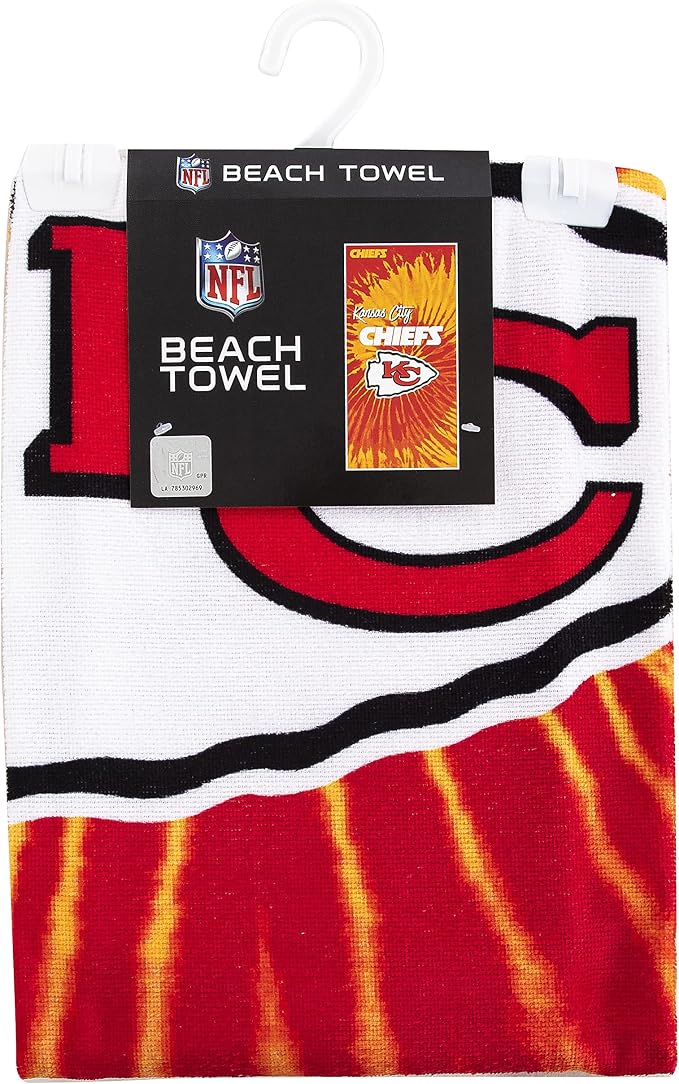 Northwest NFL Kansas City Chiefs Unisex-Adult Beach Towel, 30" x 60", Psychedelic