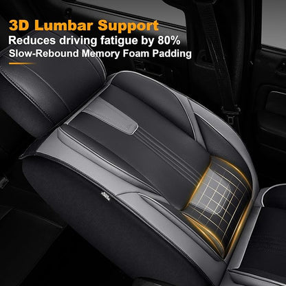 IKABEVEM for Ford F150 2009-2024 2025 2026 Seat Covers - F250 F350 F450 2017-2025 2026 Seat Protectors with Waterproof Leather(Full Set,Black & Grey)