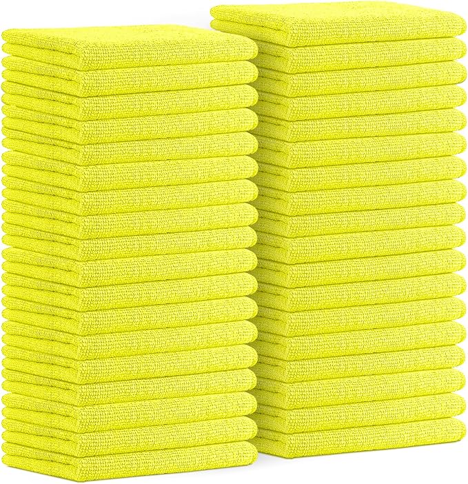 Avalon Towels Microfiber Cleaning Cloths (Value Pack of 36) - Size 16 x 16 Inches, Highly Absorbent Cleaning Rags, Lint Free, Reusable and Washable, Microfiber Towels for Cars