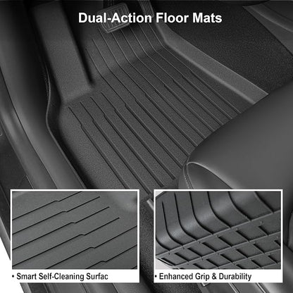 SUPER LINER Tesla Model Y Floor Mats 2021-2024 | Custom Fit All-Weather 9-Piece Set TPE Material |Full Coverage Floor Mats Back Seat Protector, Cargo Liner, Trunk & Interior Accessories