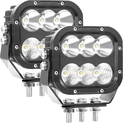 LED Off Road Lights, LED Driving Pod Lights 120W 10000lm IP68 Ultra Bright Square Combo Beam for Car Boat ATV UTV RV Golf Cart Pickup Tractor Work Lights 12V 24V, Pair