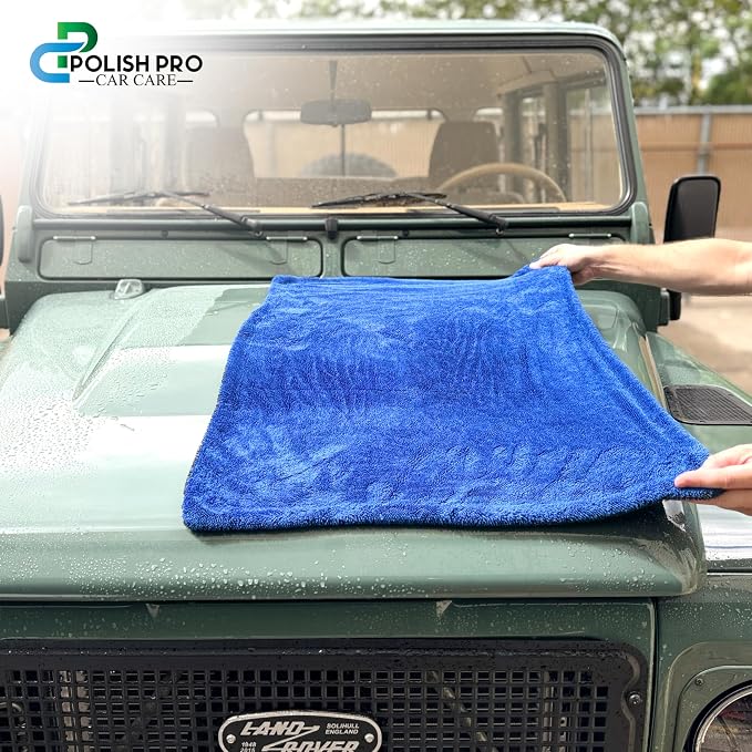 Polish Pro Microfiber Car Drying Towel, Set of 3pcs: X-Large 35"x 24" + Small 16"x16" + Free Wash Mitt, Ultra Absorbent, Microfiber Drying Towel for Cars. 1400GSM.