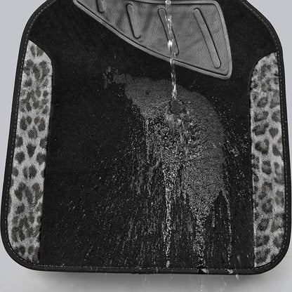 CAR PASS Waterproof Universal Car Floor Mats, Leopard Print Car Mats Fit for SUV,Vans,sedans, Trucks,Set of 4pcs Car Carpet with Driver Heel Pad and Nibs Backing, Leopard Car Accessories Gray Leopard