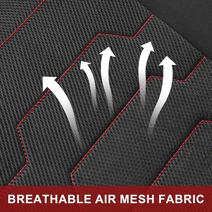 CAROMOP Breathable Car Seat Cover 2 Front Seats, 3D Air Mesh Cloth Seat Covers for Cars, Universal Fit Automotive Car Interior Covers for SUV Vans Sedans Trucks (Black/Red)
