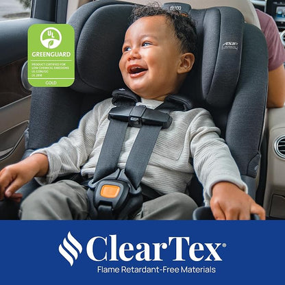 Chicco Fit360 ClearTex Rotating Convertible Car Seat with 360 Degree Rotation for Rear-Facing and Forward-Facing, LeverLock Self-Tensioning Lock System, Titanium/Grey