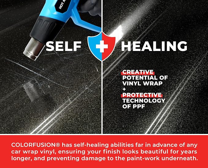 ColorFusion PPF by VViViD, Gloss Metallic Black Dry Apply PPF Vinyl Car Wrap Roll 60ft x 5ft