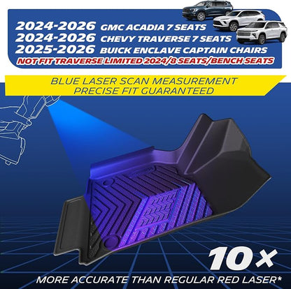 Michelin Vehicle Mats, All-Weather TPE Custom Fit Liner for 2024-2026 Chevy Traverse/2024-2026 GMC Acadia/2025-2026 Buick Enclave 7 Seats(9 Piece), Not Fit 2024 Traverse Limited, Premier