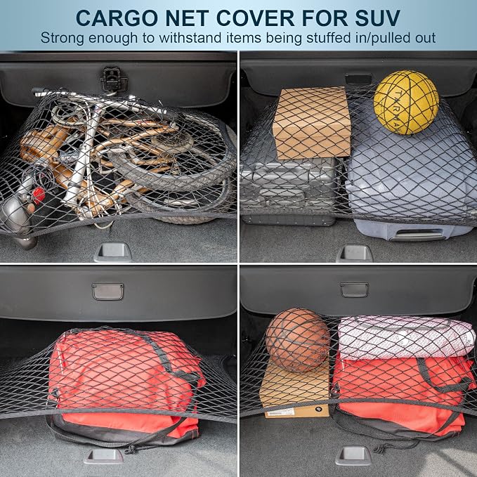 Cargo Net for SUV Car Trunk Net Organizer with ABS Hook Elastic Storage Mesh Nets 31.5 x23.6 inches Stretch to 70.8 x 47.2 inches for Pickup Trucks Tailgate Netting Accessories
