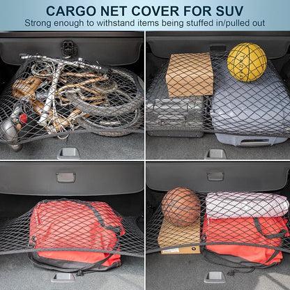 Cargo Net for SUV Car Trunk Net Organizer with ABS Hook Elastic Storage Mesh Nets 31.5 x23.6 inches Stretch to 70.8 x 47.2 inches for Pickup Trucks Tailgate Netting Accessories