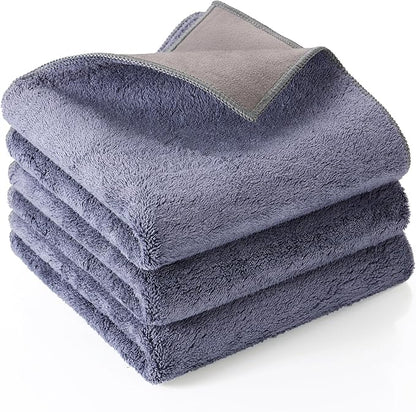 Car Drying Towel, Premium Double Sided, Suede Towel for Car, Microfiber Towels for Cars, Thick Scratch-Free Cloth for Car Body Polish, Car Detailing Supplies, Gray 12x24 Inches 3 Package