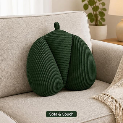 Lumbar Support Pillow for Couch, Back Support Pillow for Office Chair, Heart-Shape Back Cushion with Shredded Foam for Back Pain Relief & Reading, Lumbar Cushions for Recliner, Car, Green