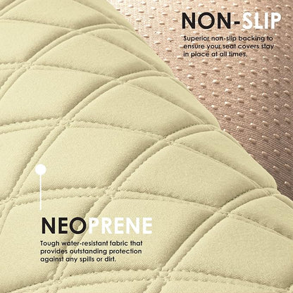 FH Group Car Seat Cushion Neosupreme Automotive Seat Cushions - Universal Fit, Rear Car Seat Cushion, Car Seat Cushions With Non-Slip Silicone Backing for SUV, Sedan, Van Rear Set Beige