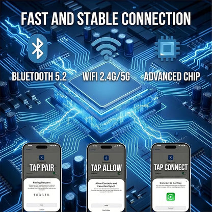 2026 MINI Wireless CarPlay & Android Auto 2-in-1 Adapter, Bluetooth Apple Car Play Dongle for iPhone & Android, Ultra-Compact 5.8GHz WiFi Auto-Connect with Smart Cooling for OEM Wired Cars