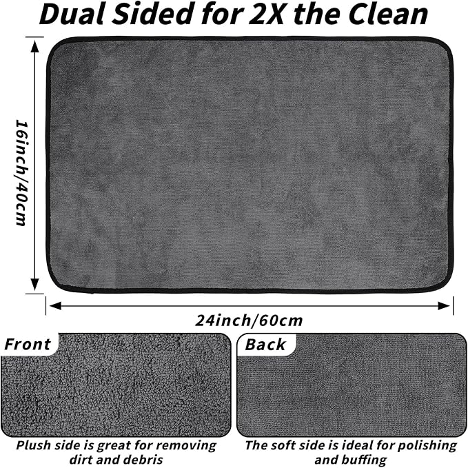 20 Pack Microfiber Towels for Cars, 24" x 16" Car Detailing Towels Dual Pile Quick Drying 400 GSM Microfiber Cleaning Cloths, Lint Free Scratch Free Car Drying Towels for Auto, Truck, SUV, RV & Boat
