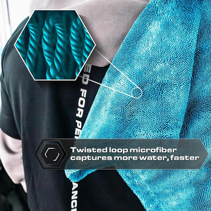 Blackline Car Drying Towel - 2ftx3ft XL-Popular Pick Among Detailing Pros -Aqua 1300 GSM Microfiber Accessory - Absorbs Over 8lbs of Water - Leaves No Streaks, Spots or Scratches - Dries an Entire Car