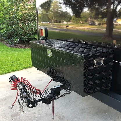 30 Inch Truck Bed Tool Box Truck Car Outdoor Trailer Pickup Underbody Toolbox, RV Storage Organizer, Underbed Tools Organizer W/Lock & Keys, Black Aluminum 5 Bar Tread (30''X13''X10'')