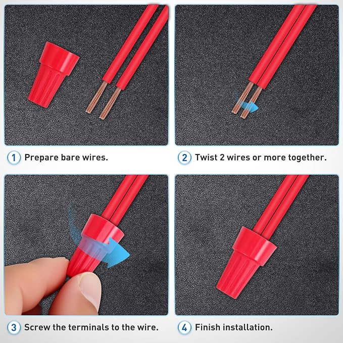 Nilight 100PCS Red Wire Connectors Kit 14-12 AWG Electric Wire Caps Insulating Insert Twist Electrical Wire Terminal with Spring for Connect Electrical Wiring Automotive Car Truck Boats Marine