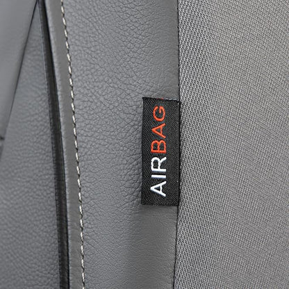 CAR PASS Piping Faux Leather Car Seat Cover Full Set,Grey Breathable Leather Seat Covers for Cars, Airbag Compatible,Universal Fit for SUVs,Van,Sedans,Small Trucks (Full Set, All Gray)