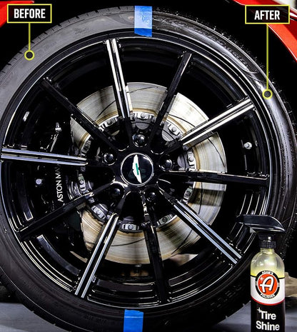 Adam's SiO2 Infused Tire Shine Plus 16oz - Achieve a Lustrous, Dark, Long Lasting Shine - Non-Greasy and No Sling Formulation Infused with SiO2 for Increased a Longer, Durable Shine (Refill Kit)