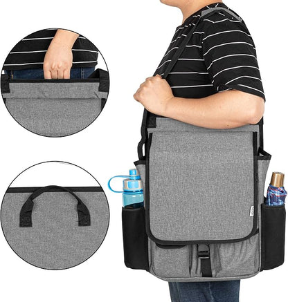 LUXJA Car Front Seat Organizer with Cover and Laptop Sleeve, Car Seat Organizer with Back Adjustable Straps, Gray