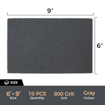 S SATC 6" x 9" Gray General Purpose Scuff Pads,10 Pack Automotive Pads for Scuffing,Scouring,Sanding,Paint Primer Prep Adhesion Scratch for Woodworking,Automotive Restoration