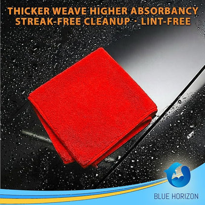 Red Microfiber Cleaning Towels, 3 Dozen Dual-Sided Cleaning Cloths Bulk Pack, Ultra Soft Plush Wash-Cloths, Micro-fiber Detailing Cleaning Cloths for Car, Household and Commercial (Red, 16" x 16")
