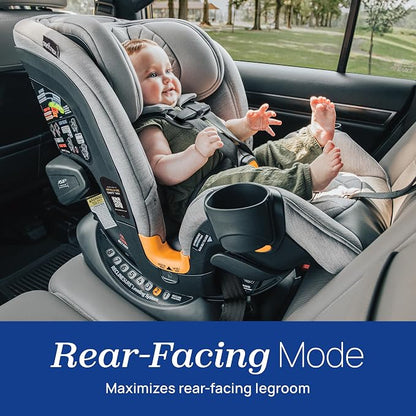 Chicco OneFit Max ClearTex All-in-One Car Seat with LeverLock Installation, Slim Design, Convertible Car Seat, Seat for Infants and Children 5-100 lbs, Energy/Black