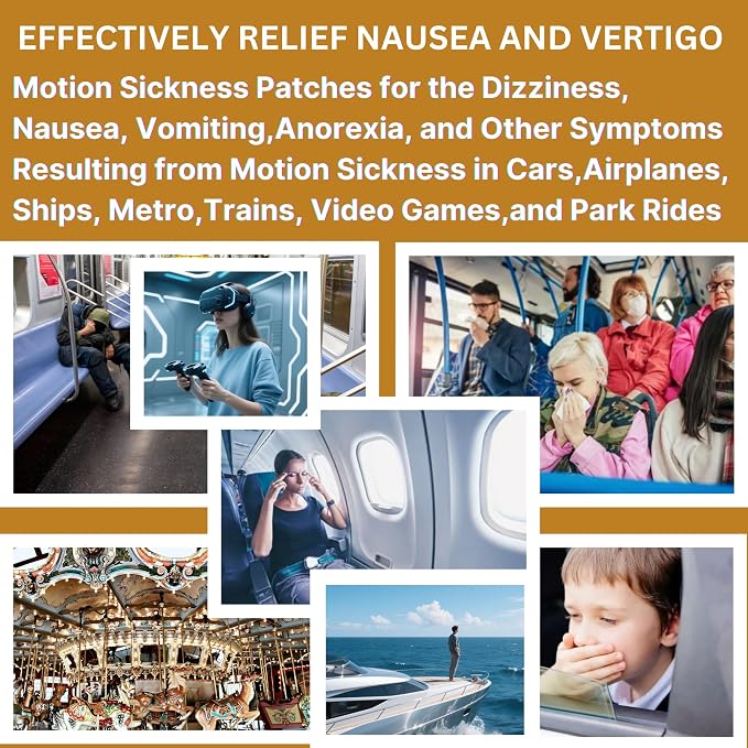 Motion Sickness Patches for Cruise,Car,Bus,Ships,Airplane,Park Rides - Non-Drowsy - Travel Essentials for Adults and Kids (28 Count (Pack of 1))