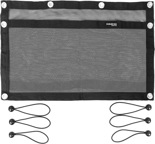 Upgrade Boat Storage Bag,Mesh Suspended Storage Organizer, Cargo Net Pocket Organizer Pouch Bag,Boat,Truck SUV Travel Long Road Trip Camping Interior Accessories with 6 pcs Elastic Ring (24 INCH)