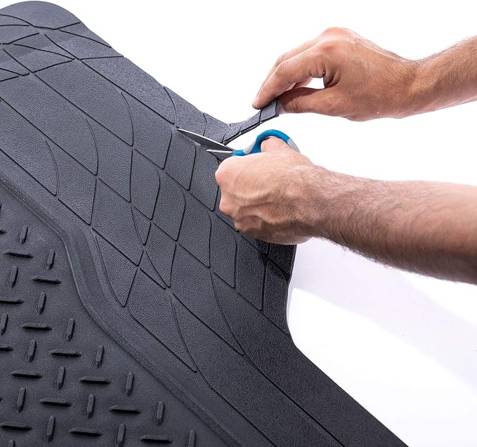 FH Group Climaproof™ Trimmable Non-Slip Vinyl Floor Mats Full Set - Universal Fit for Cars Trucks and SUVs (Gray) F11306 + F16400