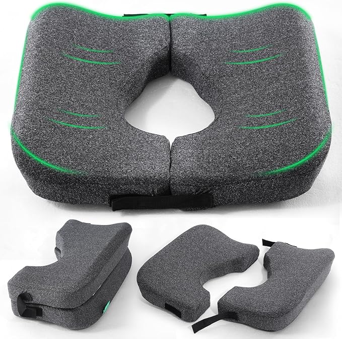 Medisana Memory Foam Bed Sore Cushions for Butt, Ergonomic Bedsore Pressure Relief Pillow with Foldable Design, T Shaped Opening Seat Cushion for Sciatica & Tailbone & Coccyx & Hemorrhoid Pain Relief