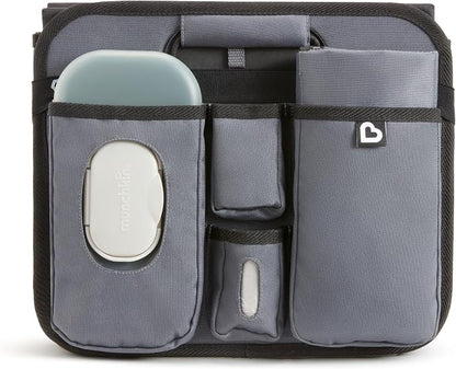 Brica Munchkin Out-n-About Trunk Organizer for SUVs and Cars with Portable Changing Pad and Wet Baby Wipes for Diaper Changes On-the-Go, Collapsible, Grey (Pack of 6)