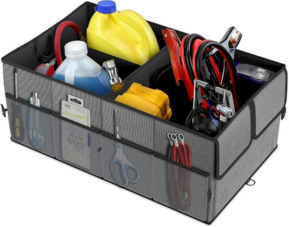 EPAuto Foldable Car Trunk Organizer for SUV, 3-Compartment with Removable Divider, Dark Gray