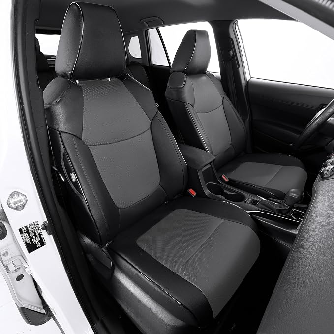 TTX LIGHTING Custom Fit Seat Covers for Toyota Corolla Cross Hybrid 2023 2024 2025 2026 SE,XES,Full Set Faux Leather Cross Hybrid Seat Covers Black&Grey